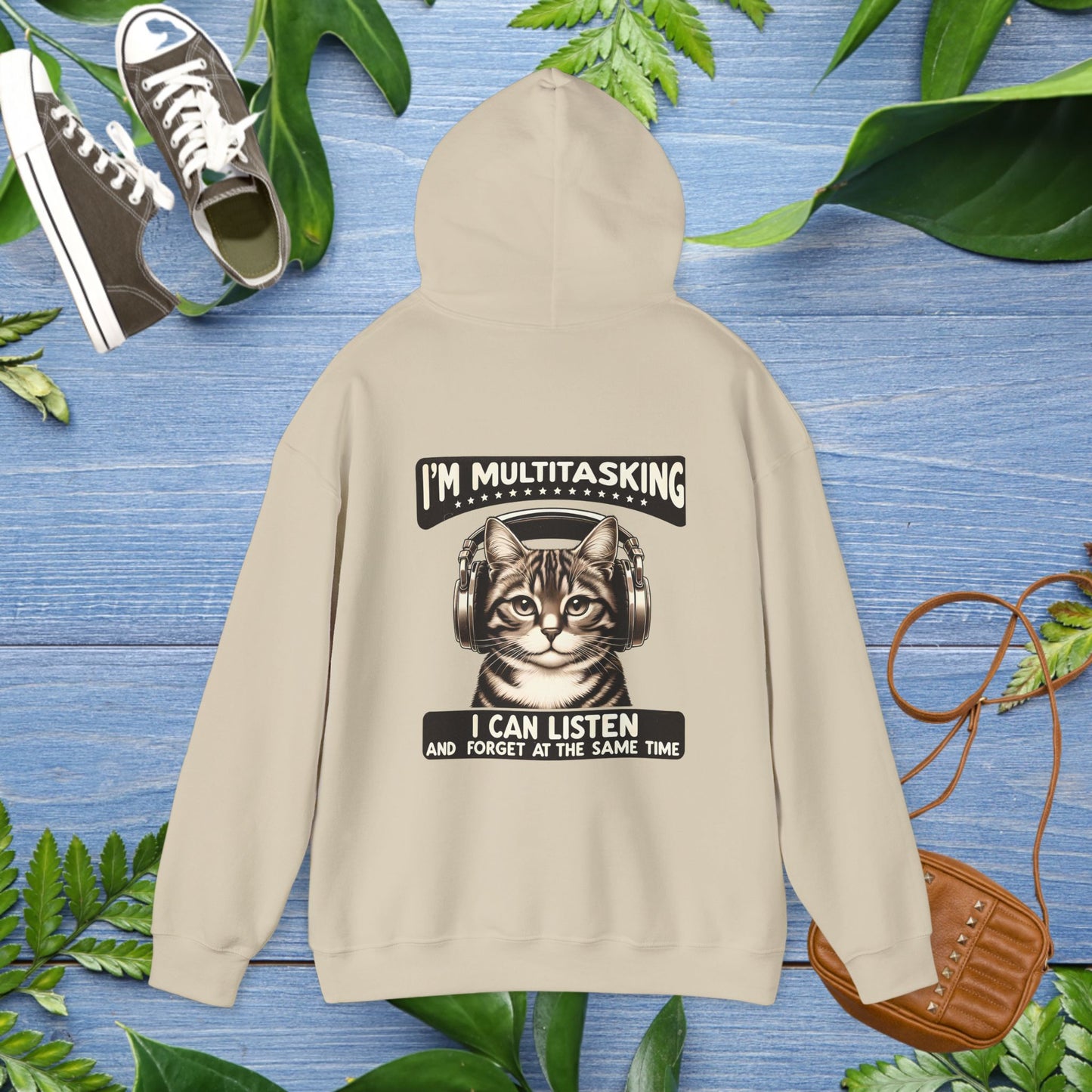 Multitasking Cat Unisex Hoodie (Back Printing) - furevermama