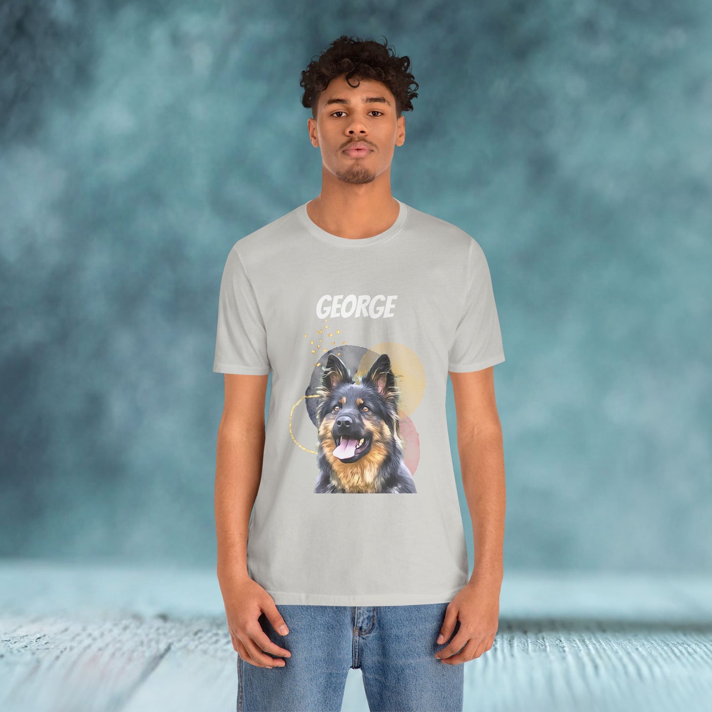 Custom Pet Portrait T-Shirt, Watercolor Background - furevermama