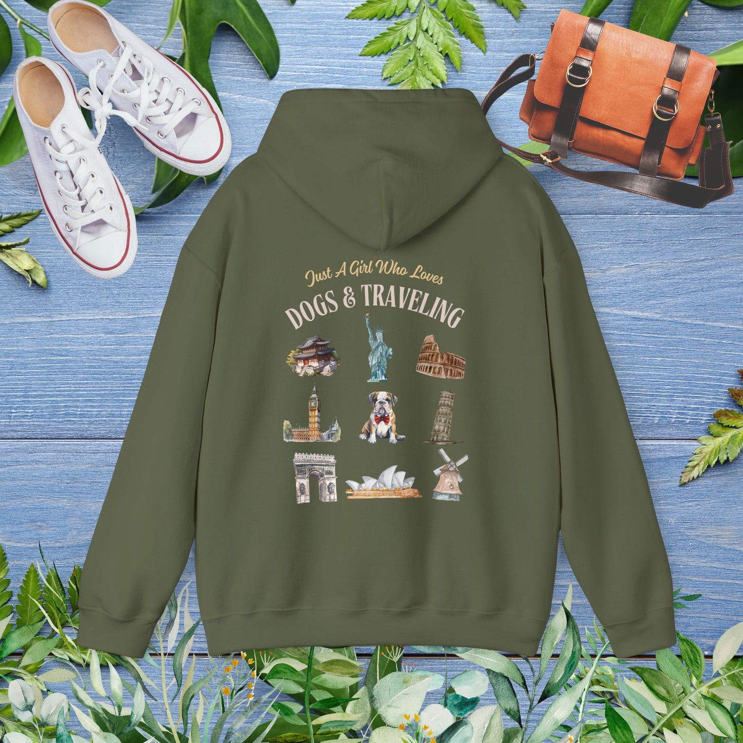 (Custom) Just A Girl Who Loves Dogs and Traveling Unisex Hoodie - Custom Text, Front or Back Print, Dogs or Cats - furevermama