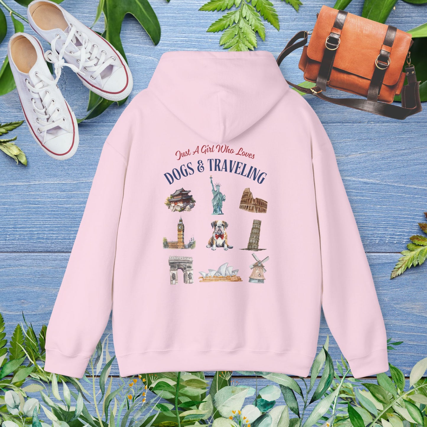 (Custom) Just A Girl Who Loves Dogs and Traveling Unisex Hoodie - Custom Text, Front or Back Print, Dogs or Cats - furevermama