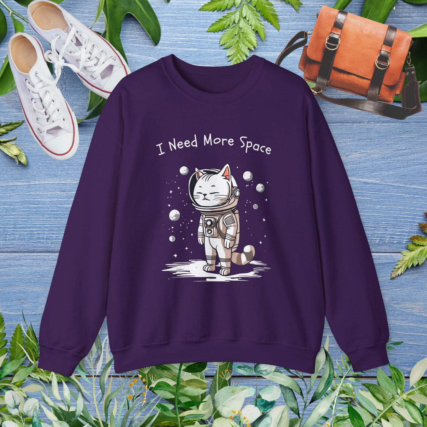 Space Cat Unisex Heavy Blend Crewneck Sweatshirt - furevermama