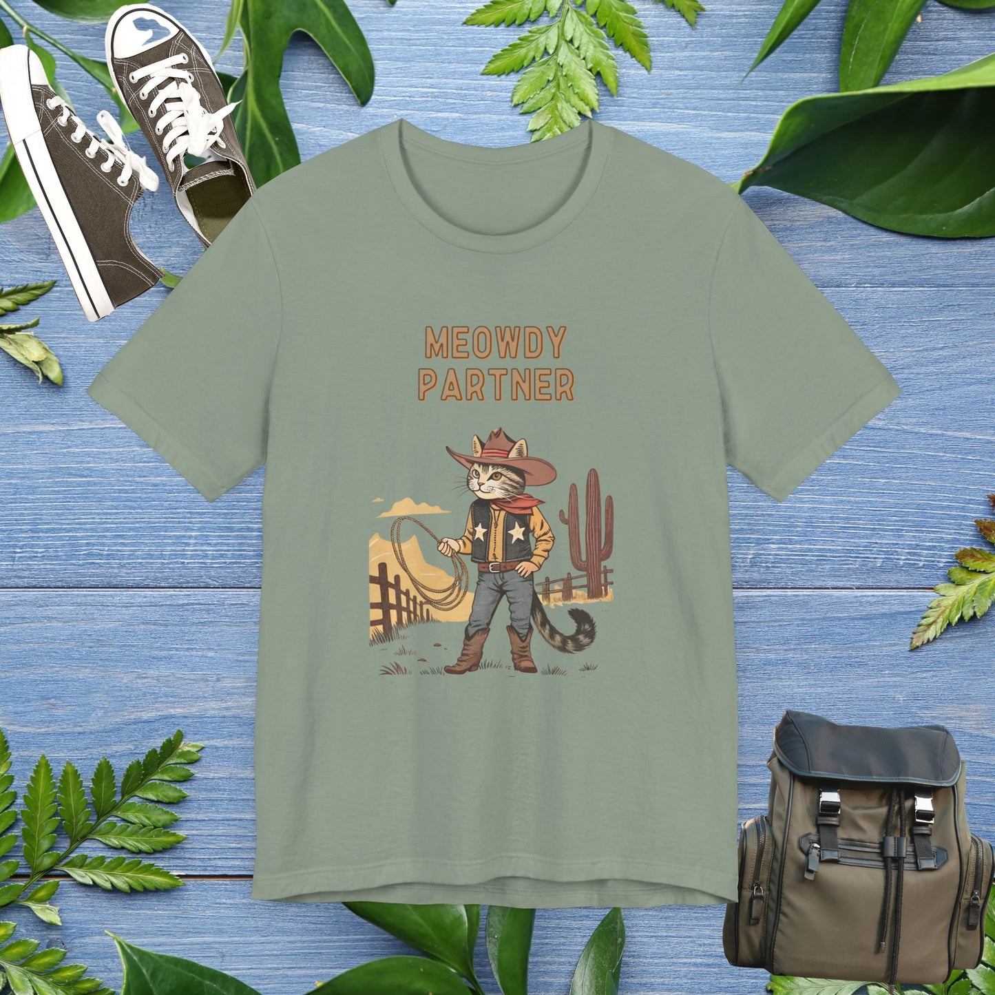 The Meowdy Partner - Cowboy Cat Image T-Shirt - furevermama