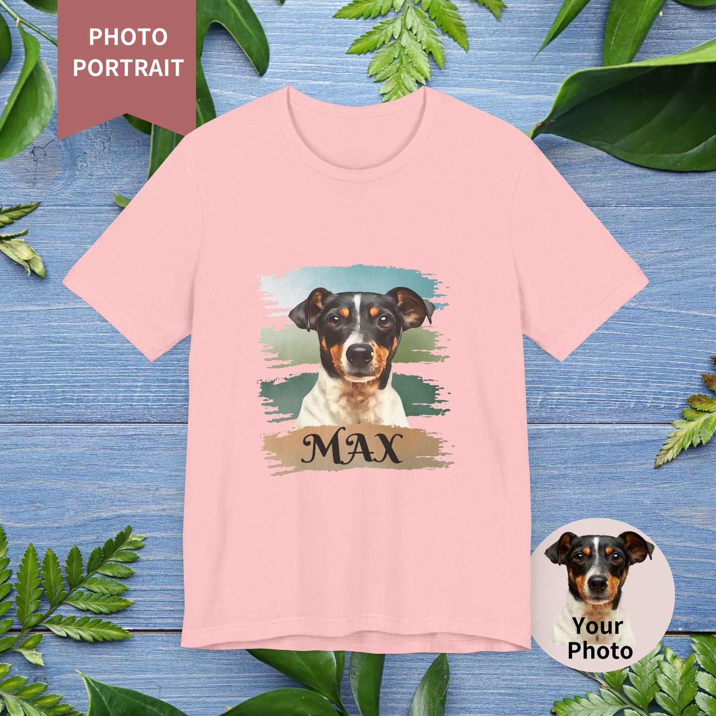 Custom Pet Portrait T-Shirt, Green Brush Edition - furevermama