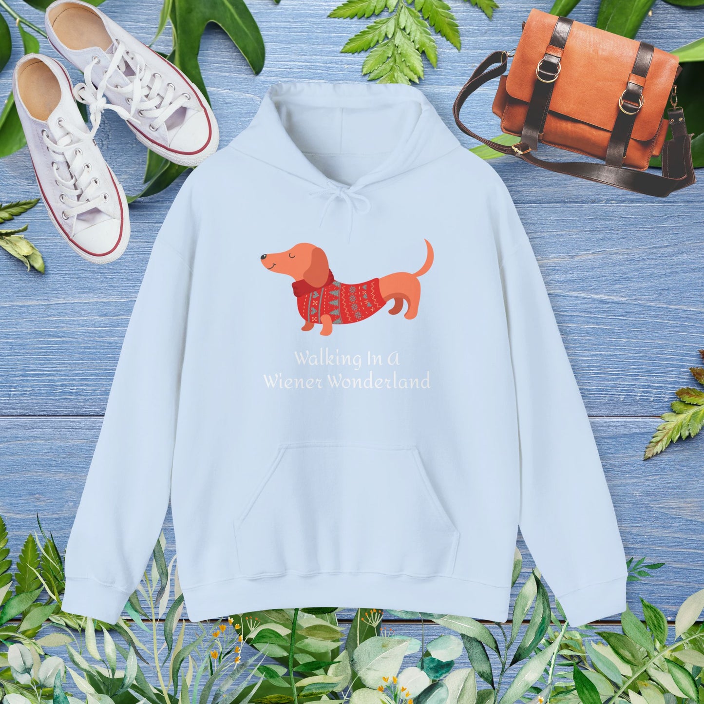 Dachshund Hoodie - Walking In A Wiener Wonderland - Unisex - furevermama