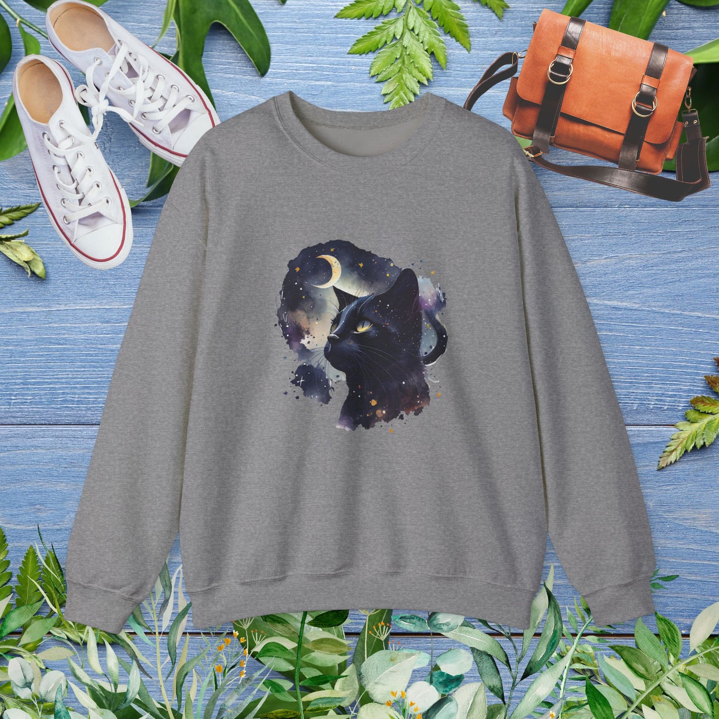 Moon Night Cat Crewneck Sweatshirt - furevermama