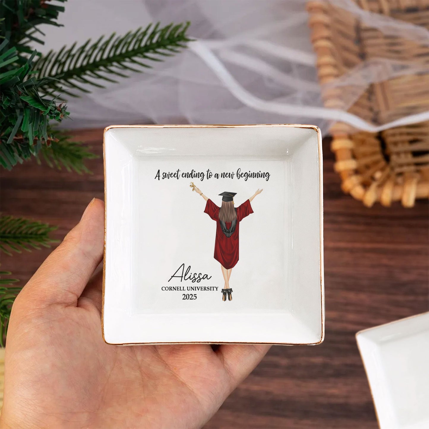 A Sweet Ending To A New Beginning - Personalized Jewelry Dish - Graduation Gift - furevermama