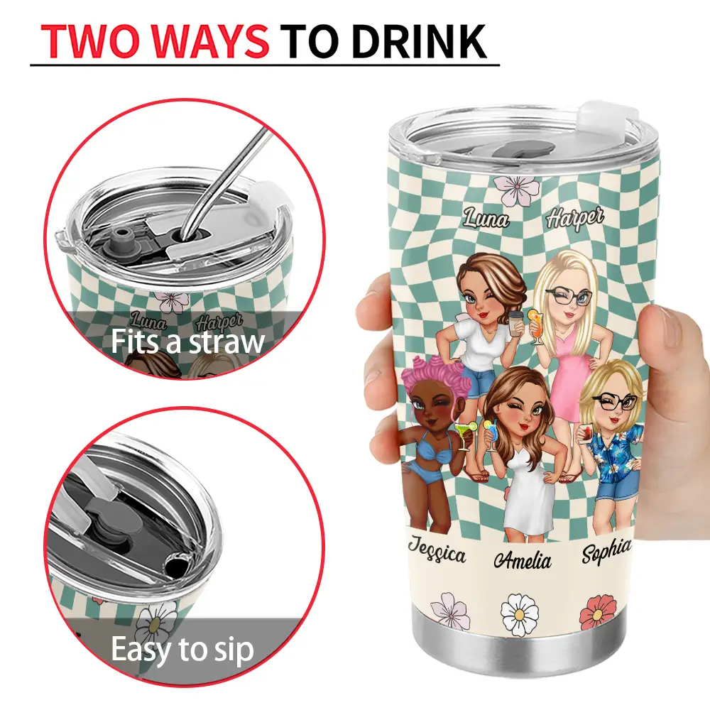 Because Of You I Laugh A Little Harder Women Best Friends - Personalized Tumbler - furevermama