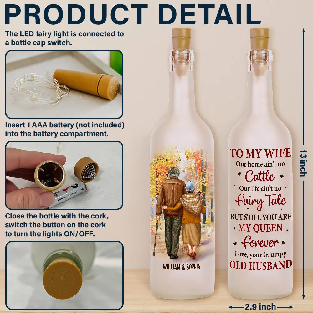 Couple To My Wife Our Home Ain't No Castle - Personalized Bottle Light - furevermama
