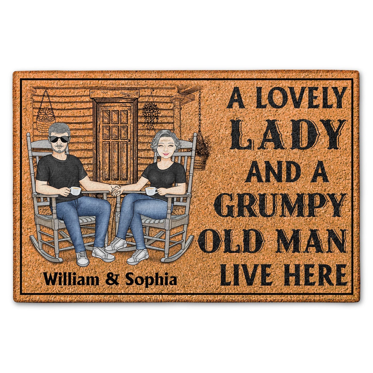 Family Couple A Lovely Lady And A Grumpy Old Man Live Here - Couple Gift - Personalized Custom Doormat - furevermama