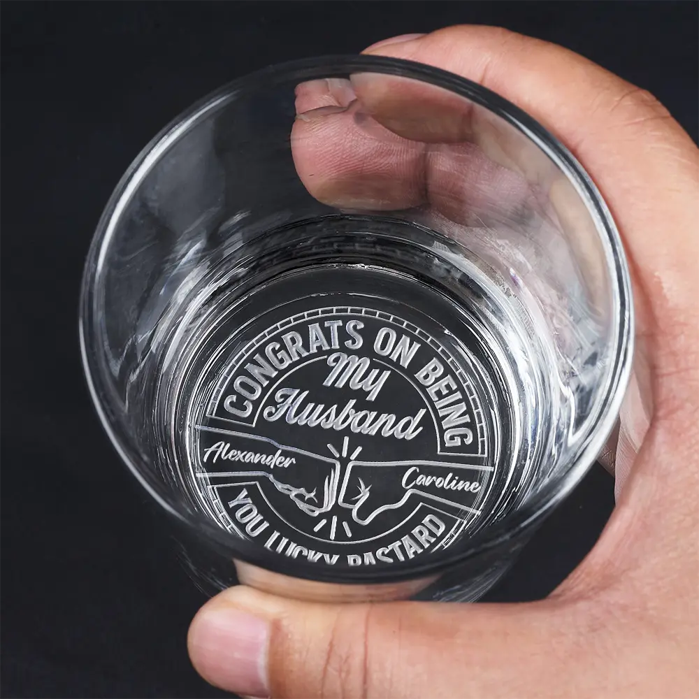 Congrats You Lucky Man - Personalized Engraved Whiskey Glass