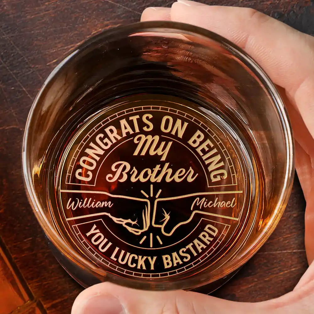 Congrats You Lucky Man - Personalized Engraved Whiskey Glass