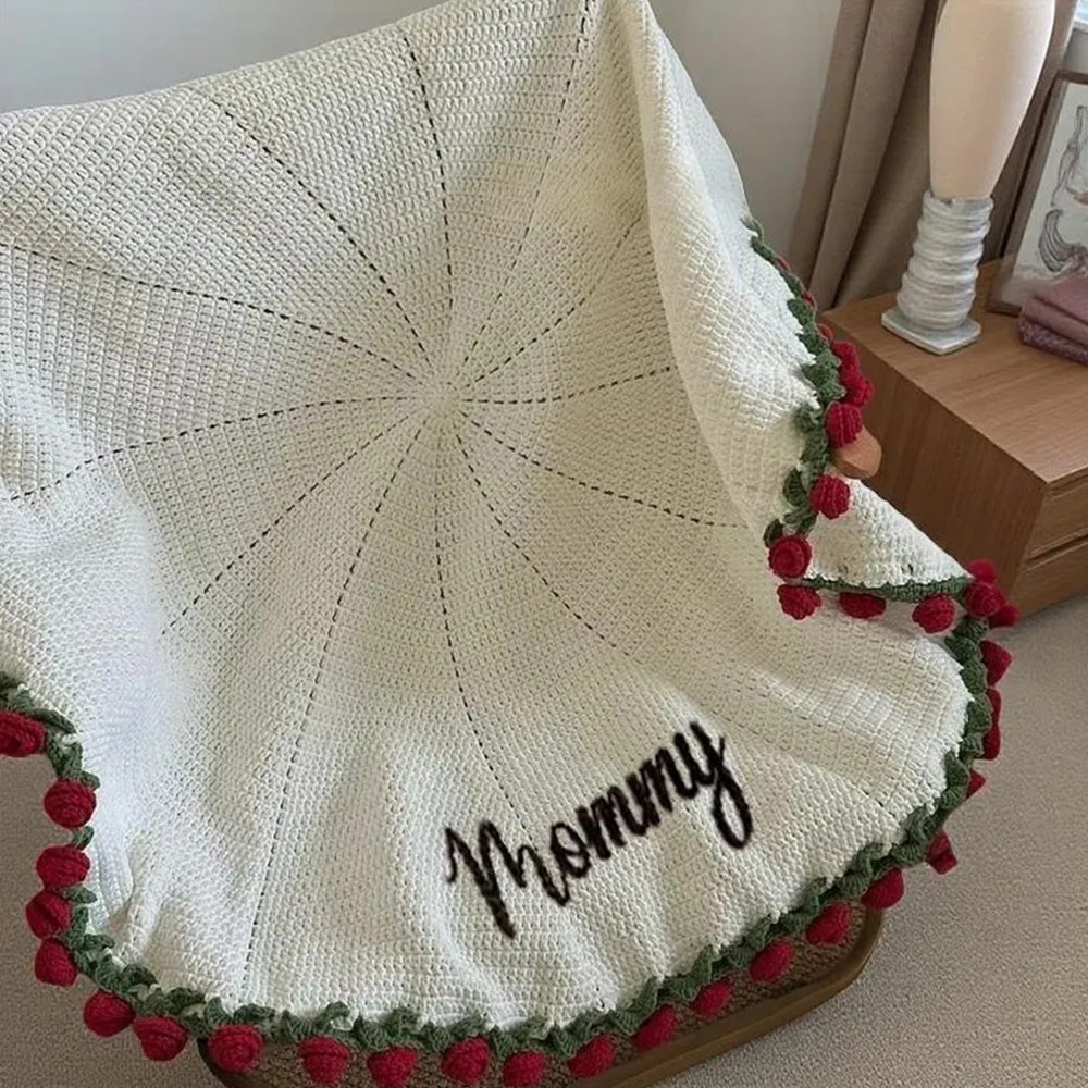 Personalised Hand-Knitted Rose Blanket