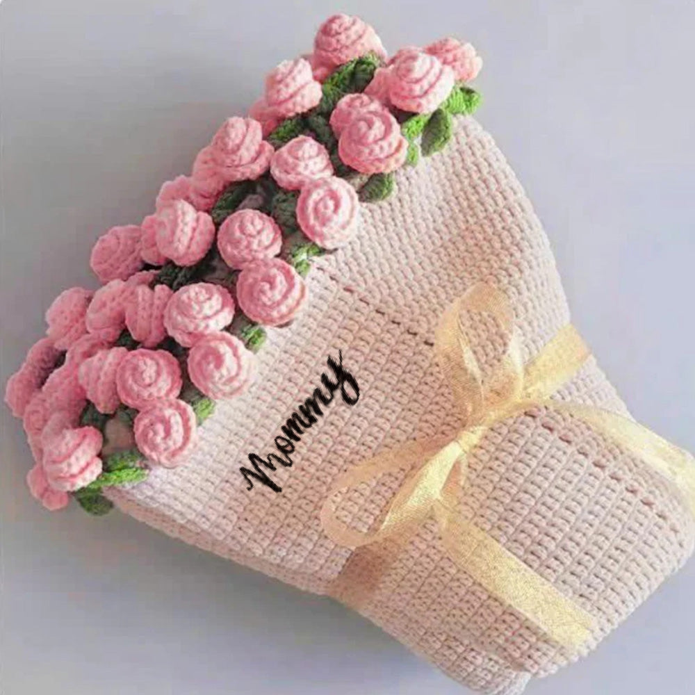 Personalised Hand-Knitted Rose Blanket