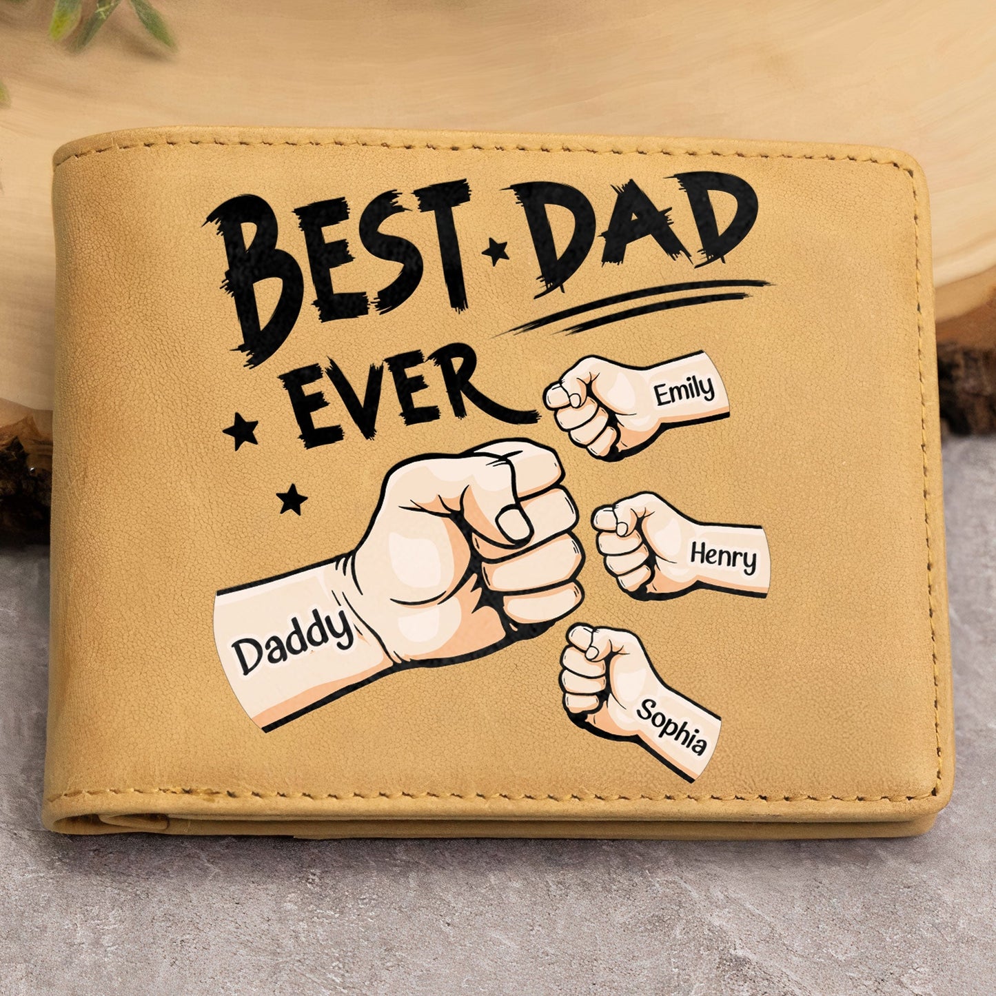 Best Dad Ever Personalized Leather Wallet - furevermama