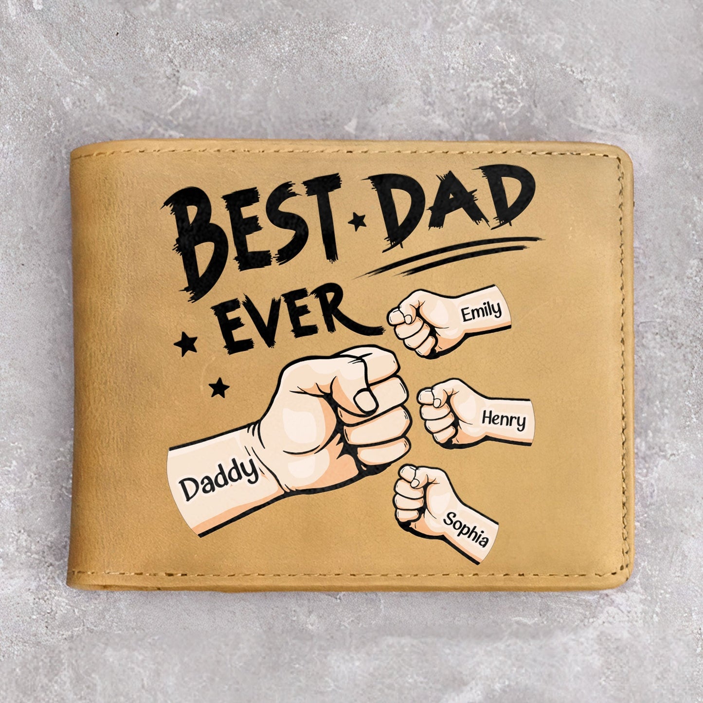 Best Dad Ever Personalized Leather Wallet - furevermama