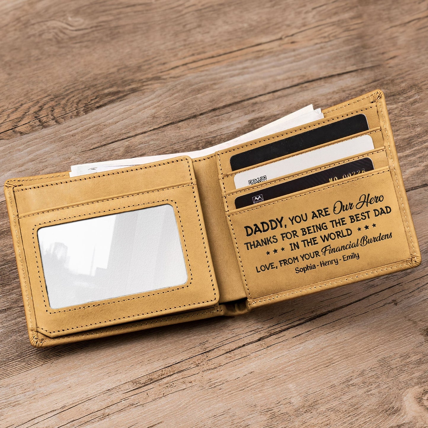 Best Dad Ever Personalized Leather Wallet - furevermama