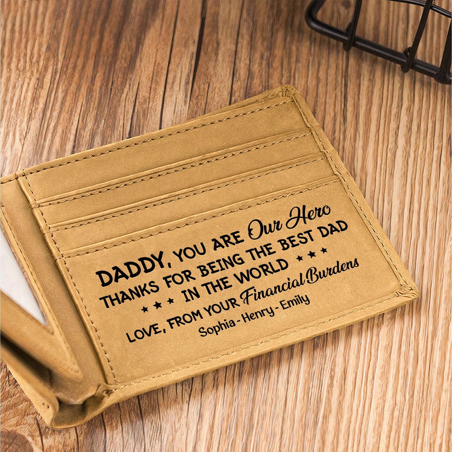 Best Dad Ever Personalized Leather Wallet - furevermama