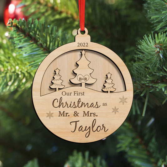 Personalized Our First Christmas Ornament Christmas - Gift Idea for Newlyweds - furevermama