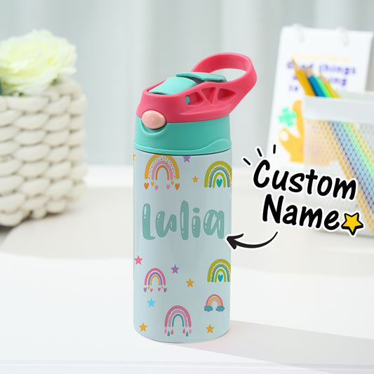 Custom Name Rainbow Stainless Steel Water Cup Children's Day Gift for Kids - furevermama