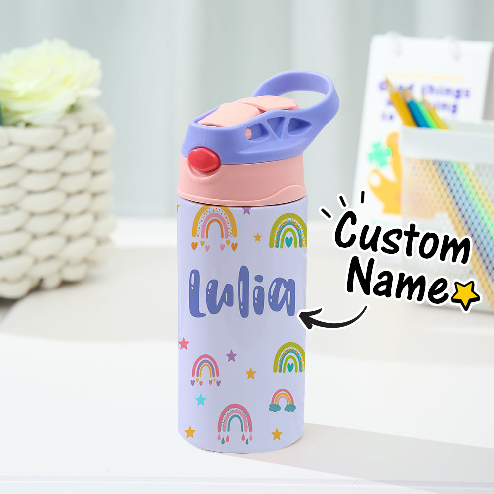 Custom Name Rainbow Stainless Steel Water Cup Children's Day Gift for Kids - furevermama