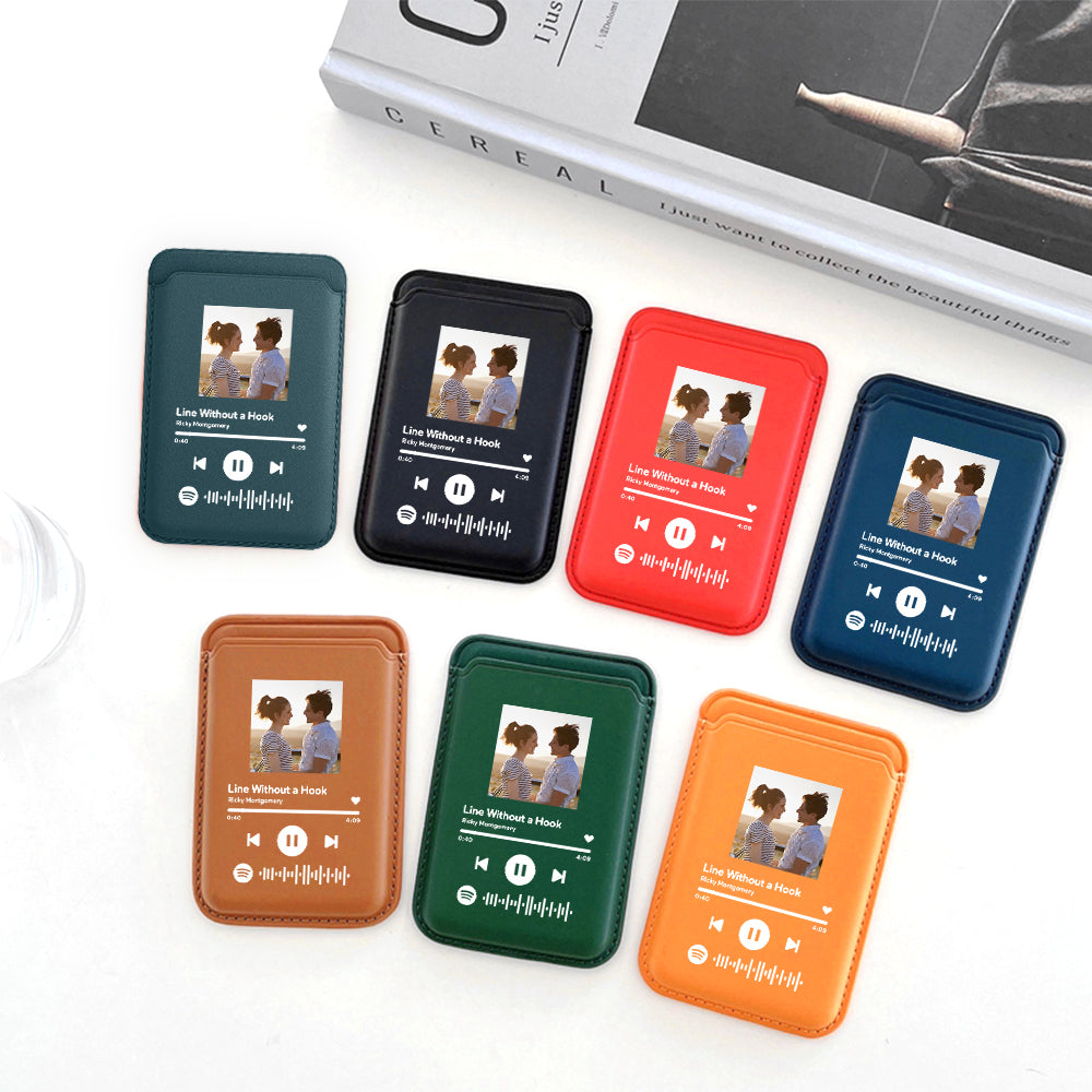 Personalized PU Leather MagSafe Wallet For iPhone - Custom Spotify Code MagSafe Card Holder for iPhone - furevermama