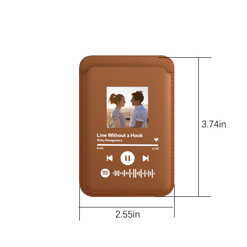 Personalized PU Leather MagSafe Wallet For iPhone - Custom Spotify Code MagSafe Card Holder for iPhone - furevermama