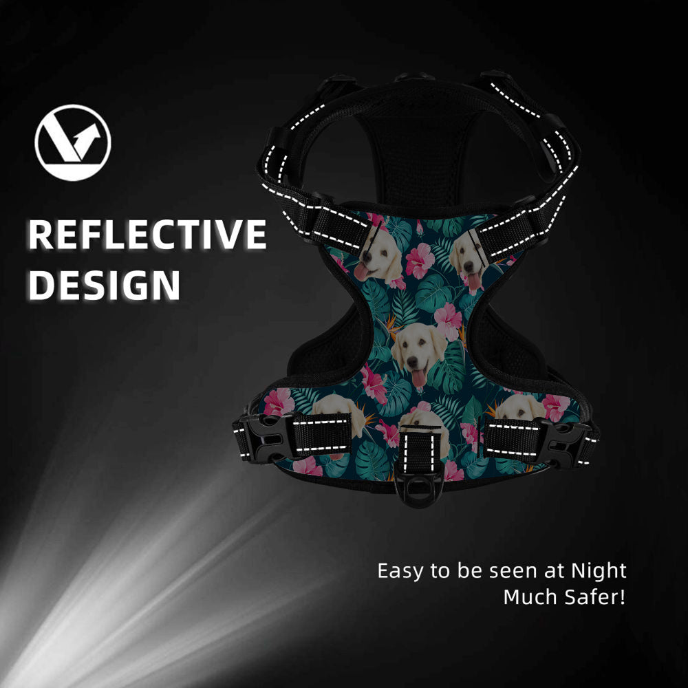 Custom Hawaiian Style Dog Harness Adjustable Reflective Vest