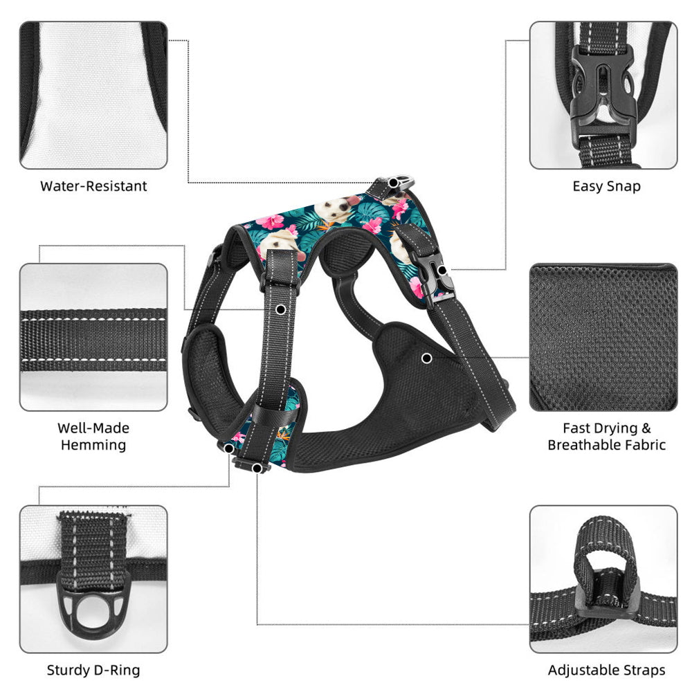 Custom Hawaiian Style Dog Harness Adjustable Reflective Vest