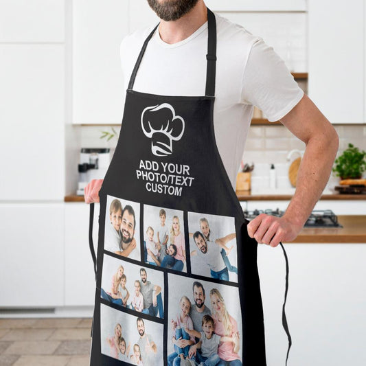 Personalized Photo Apron Custom Text Kitchen Cooking Chef Apron for Men Women - furevermama