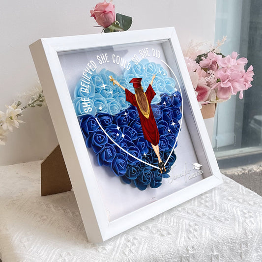 Class Of 2025 Graduation Gift So She Did - Personalized Flower Shadow Box - furevermama
