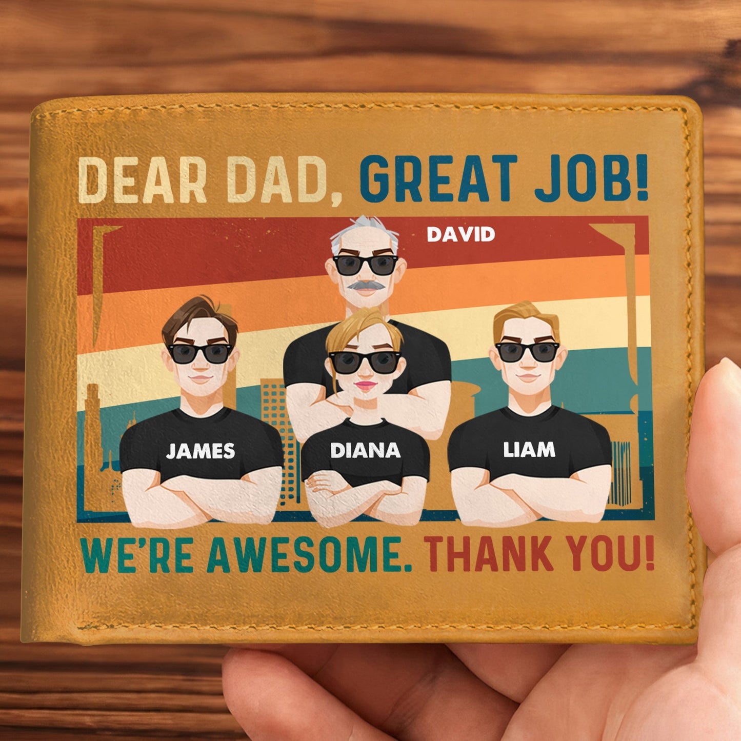 Dear Dad Great Job Personalized Leather Wallet