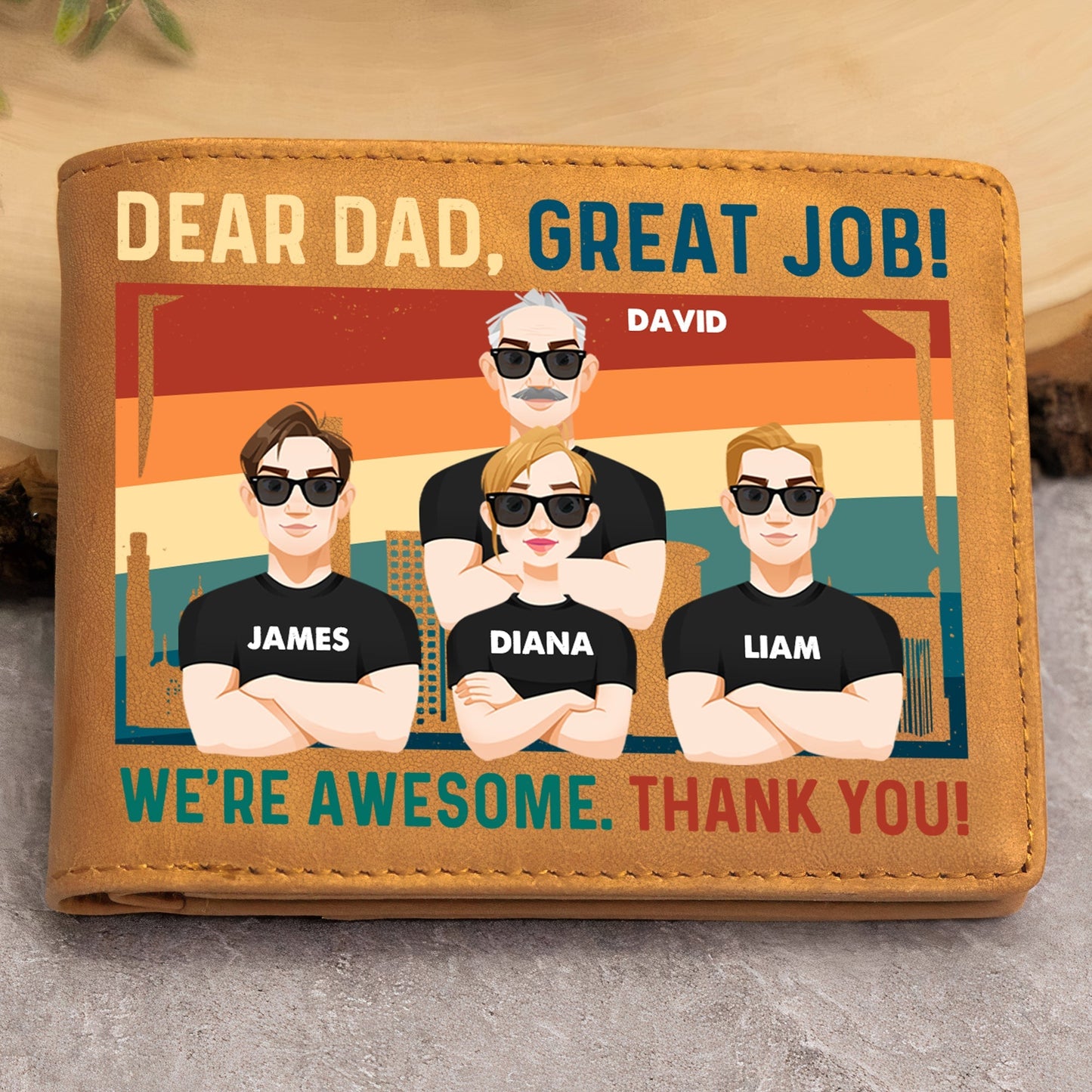Dear Dad Great Job Personalized Leather Wallet