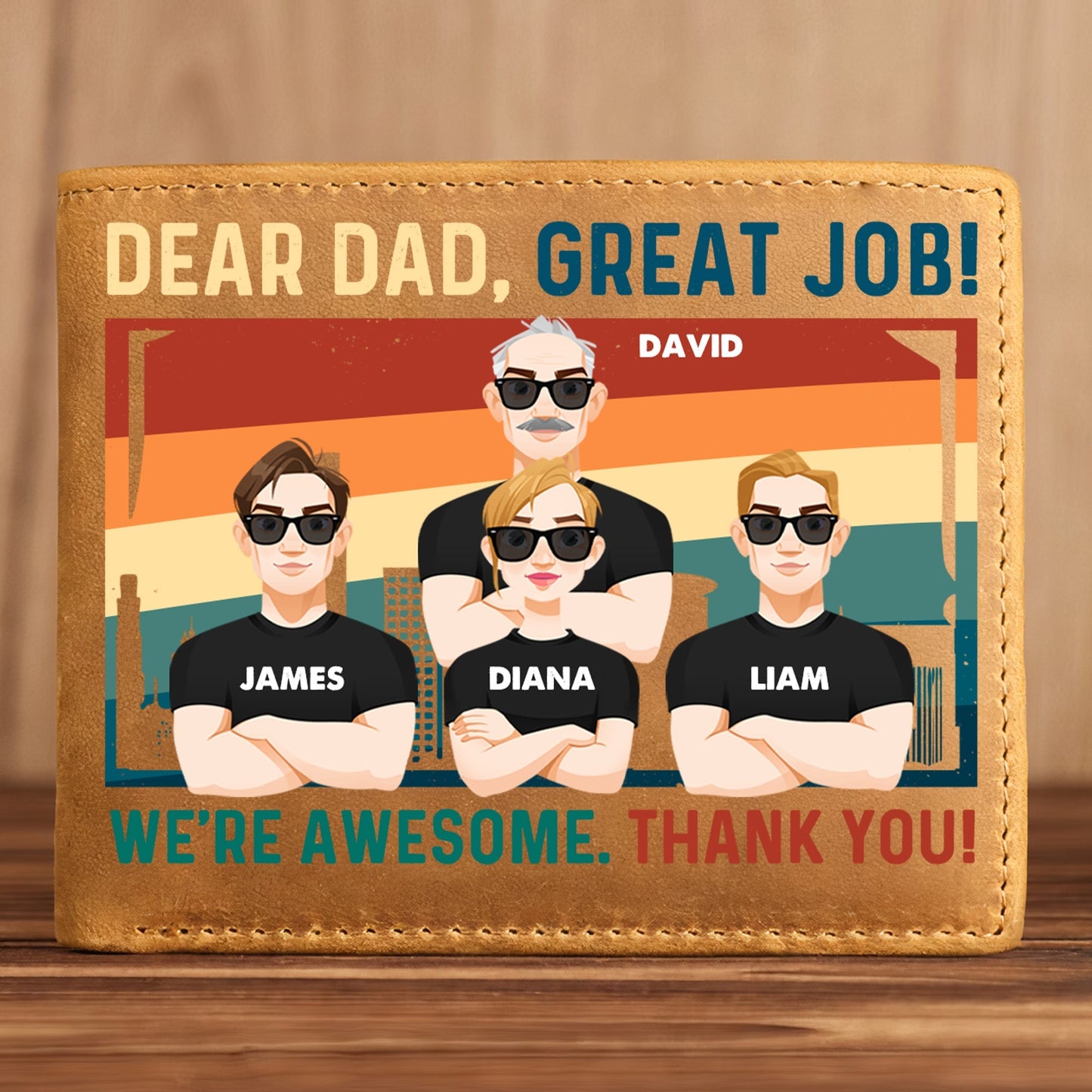 Dear Dad Great Job Personalized Leather Wallet