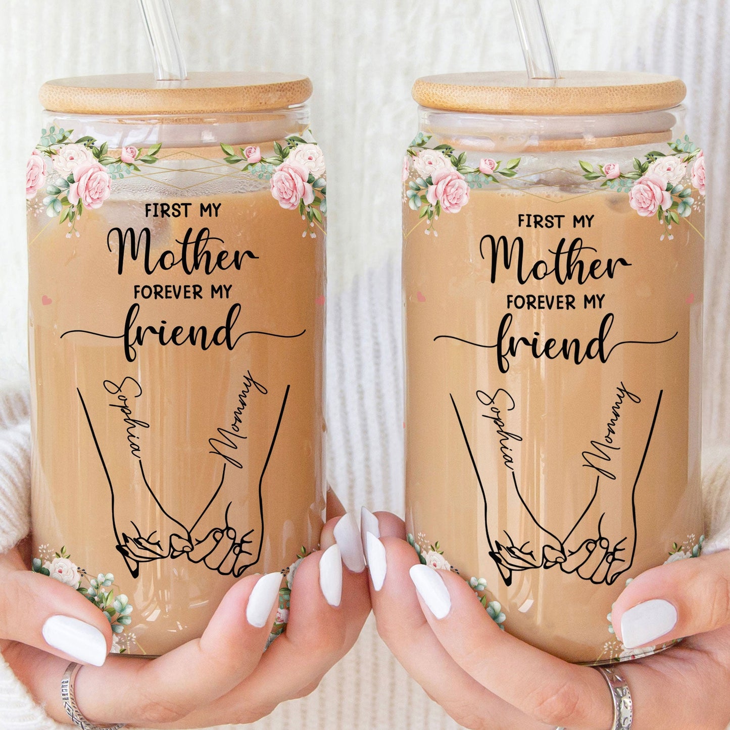 Personalized Clear Glass Cup-First My Mother Forever My Friend - furevermama
