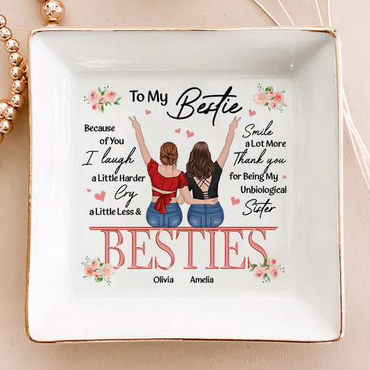 Friendship Thank You I Laugh More Cry Less - Personalized Jewelry Dish - furevermama