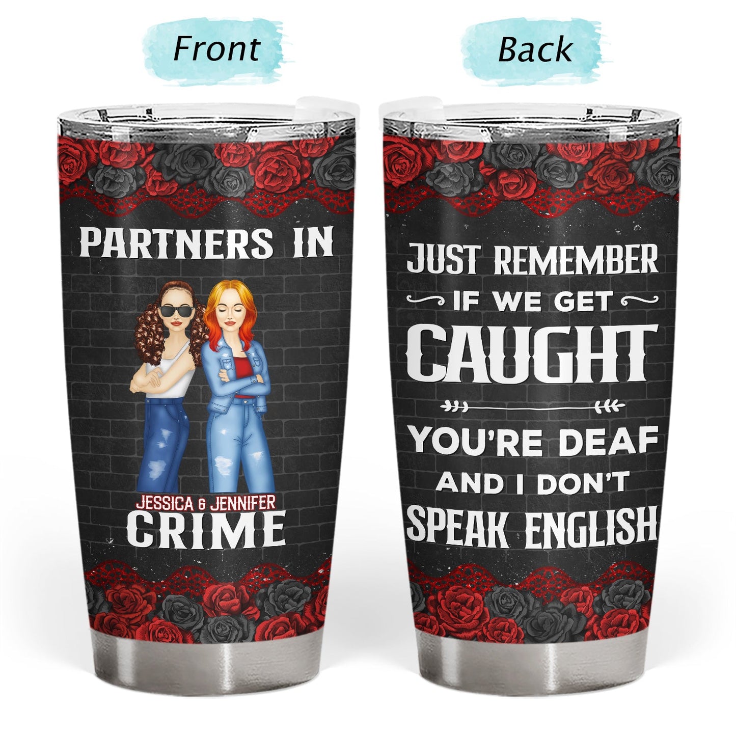 Bestie Partners In Crime - Personalized Custom Tumbler - Gift For Friend - furevermama