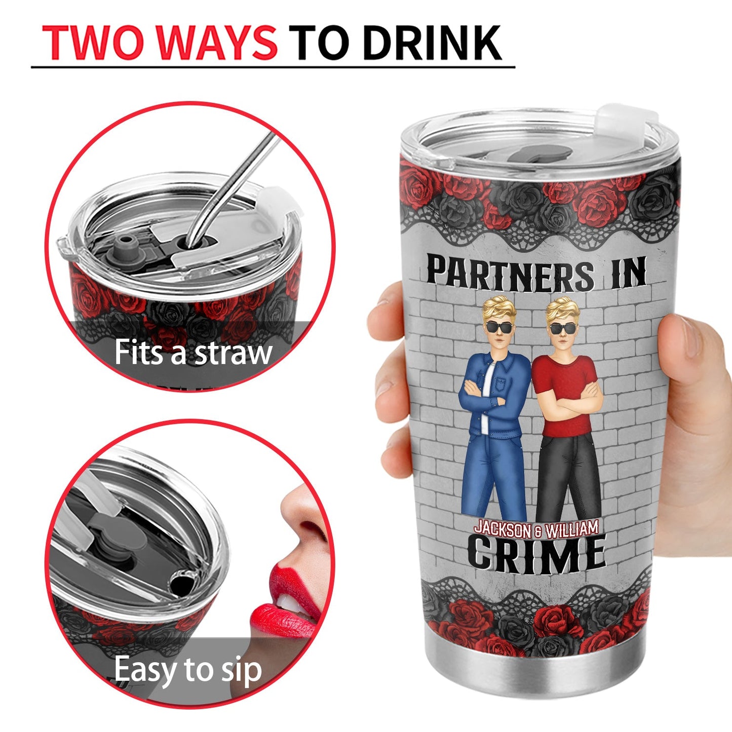 Bestie Partners In Crime - Personalized Custom Tumbler - Gift For Friend - furevermama