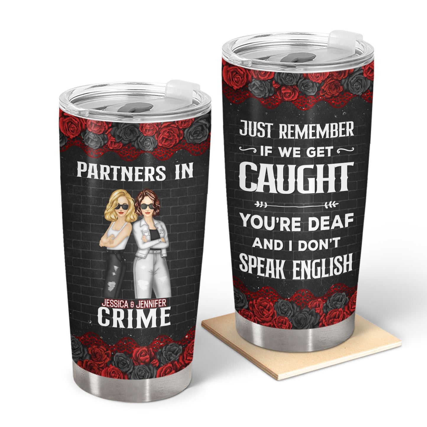 Bestie Partners In Crime - Personalized Custom Tumbler - Gift For Friend - furevermama