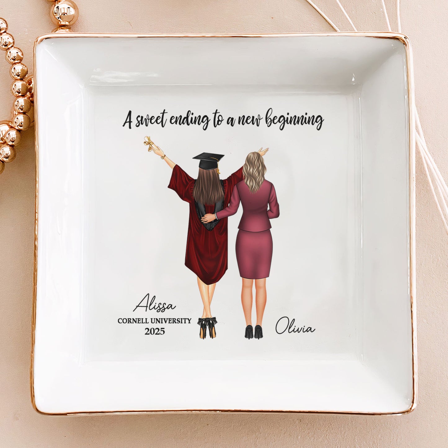 Graduation Gift A Sweet Ending To A New Beginning - Personalized Jewelry Dish - furevermama