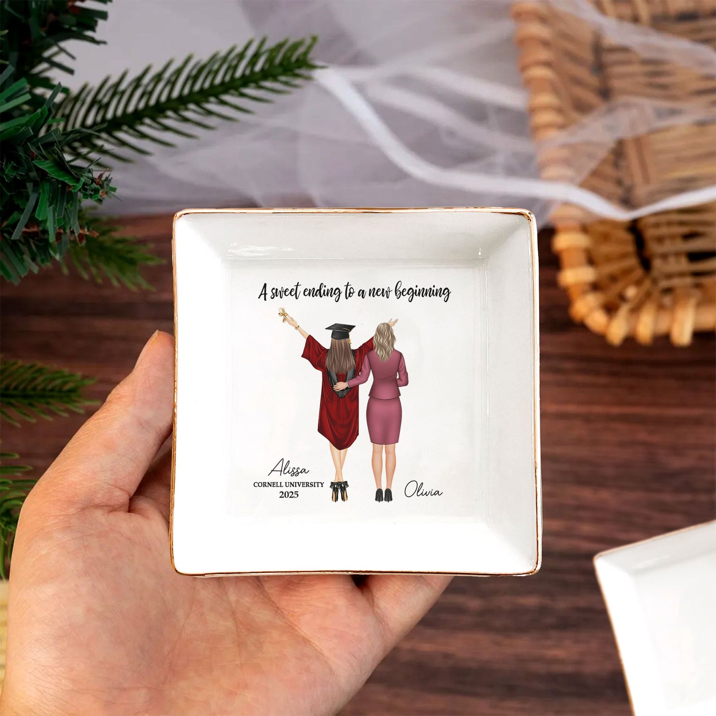 Graduation Gift A Sweet Ending To A New Beginning - Personalized Jewelry Dish - furevermama