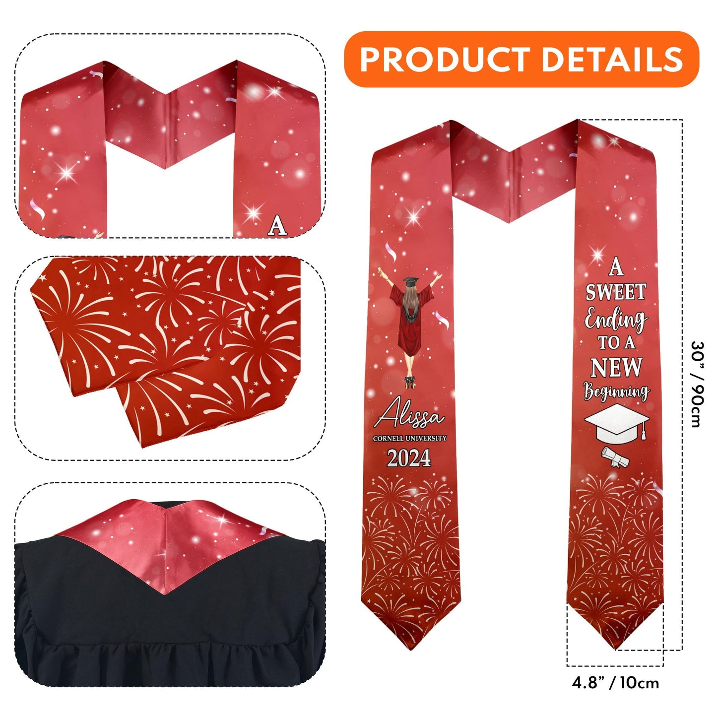 Graduation Stole A Sweet Ending To A New Beginning - Personalized Graduation Stole - furevermama