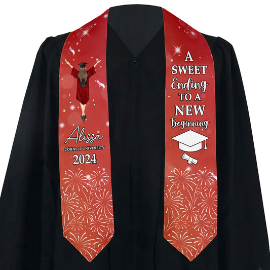 Graduation Stole A Sweet Ending To A New Beginning - Personalized Graduation Stole - furevermama