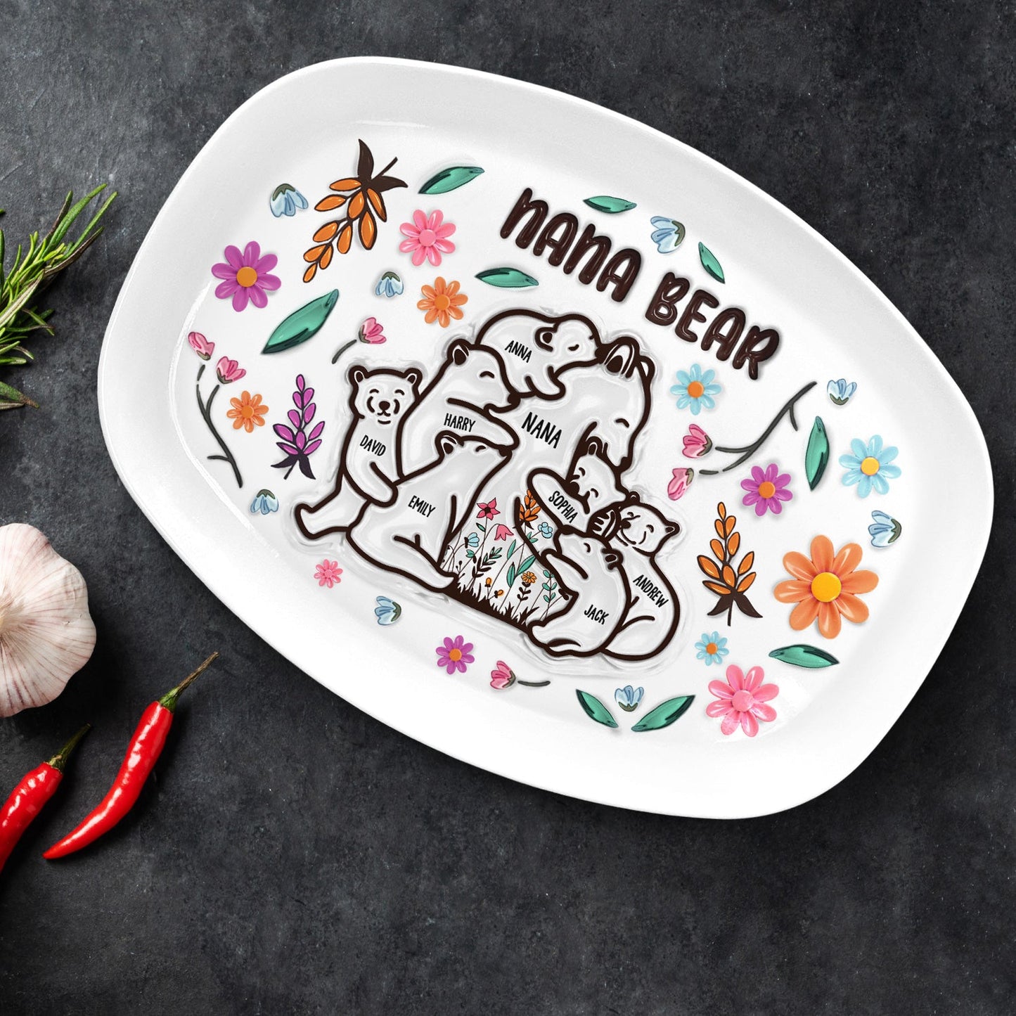 Mama Bear Personalized Plate - Loving Gift For Mom, Mother, Grandma, Grandmother