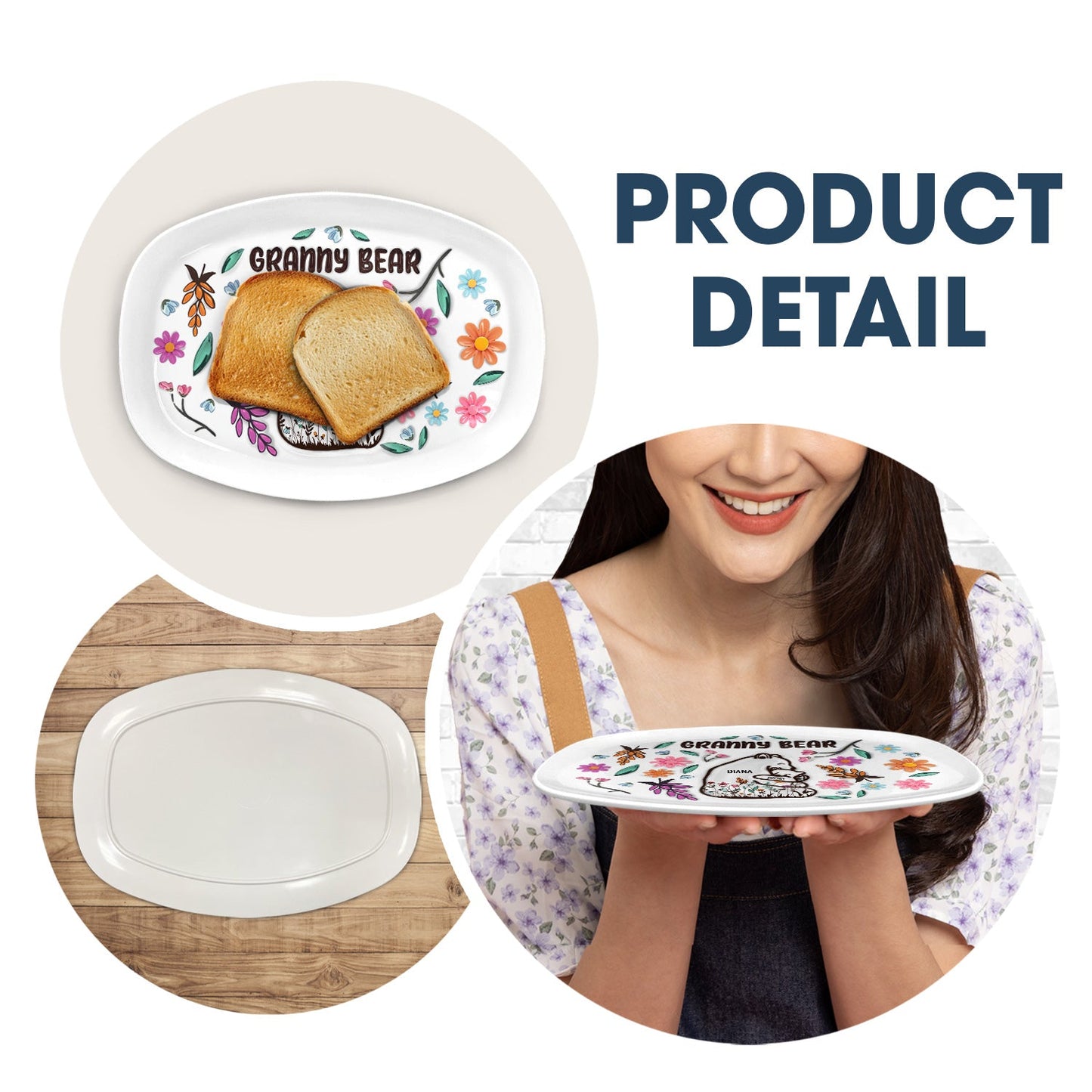 Mama Bear Personalized Plate - Loving Gift For Mom, Mother, Grandma, Grandmother