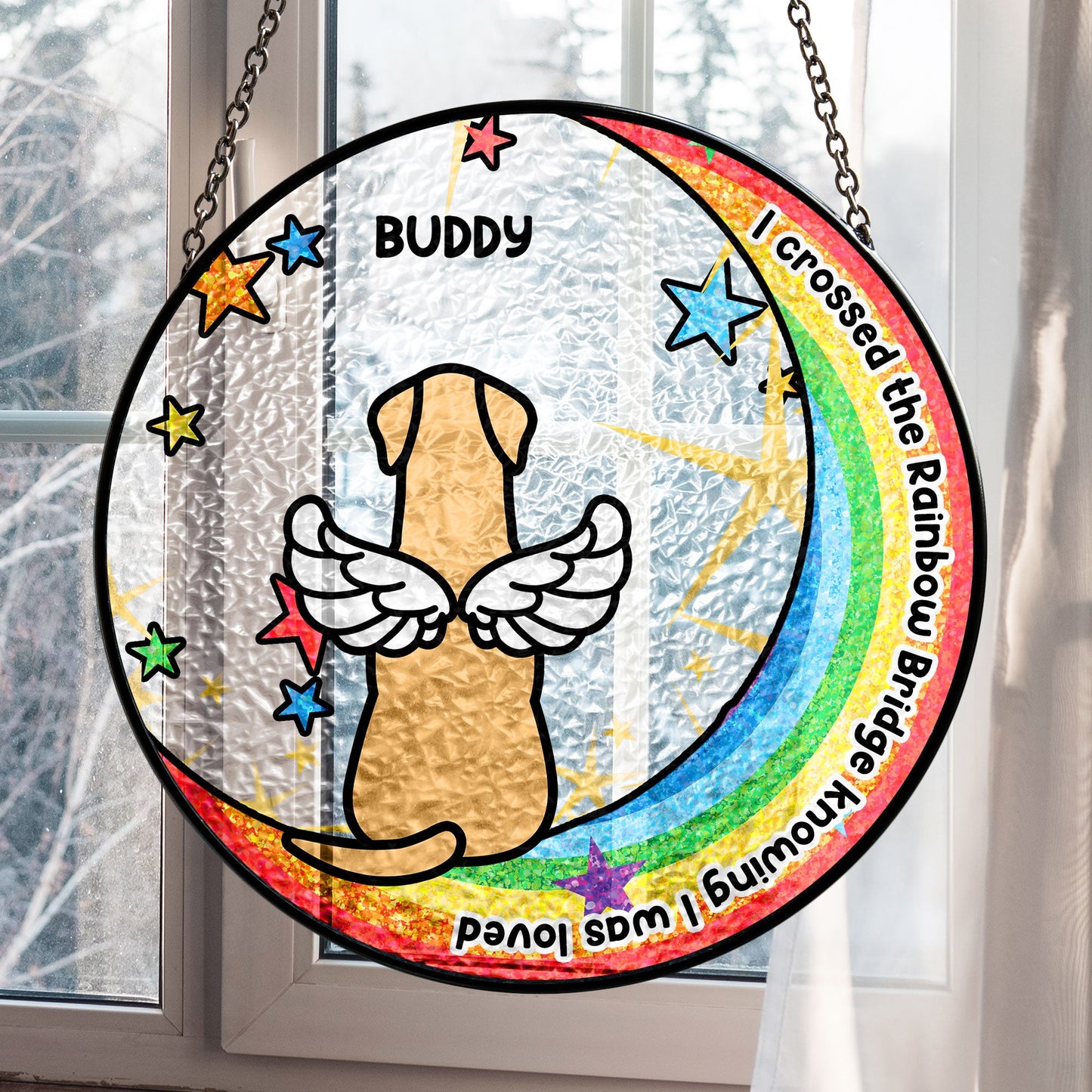 Personalized Stained Glass Suncatcher - Pet Loss Gift For Dog Owner - furevermama