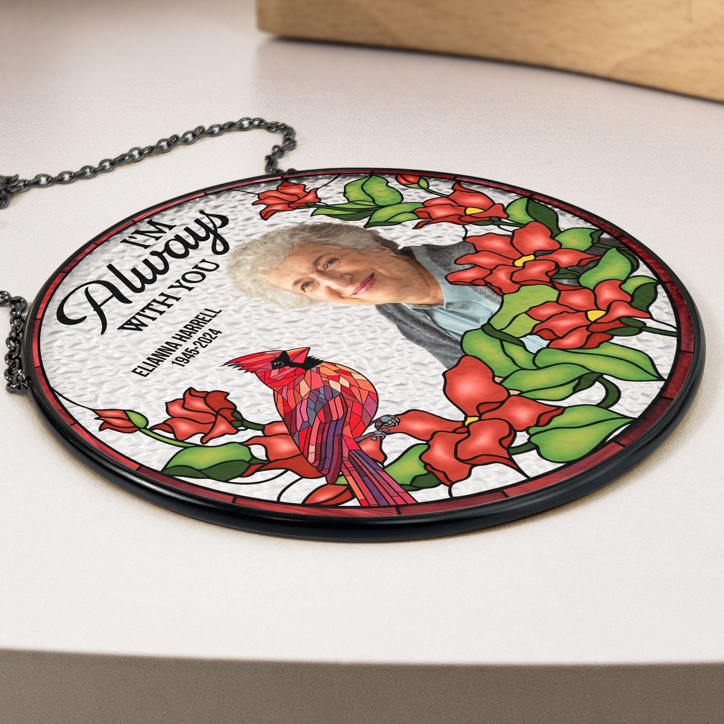 I'm Always With You - Personalized Photo Stained Glass Suncatcher - furevermama