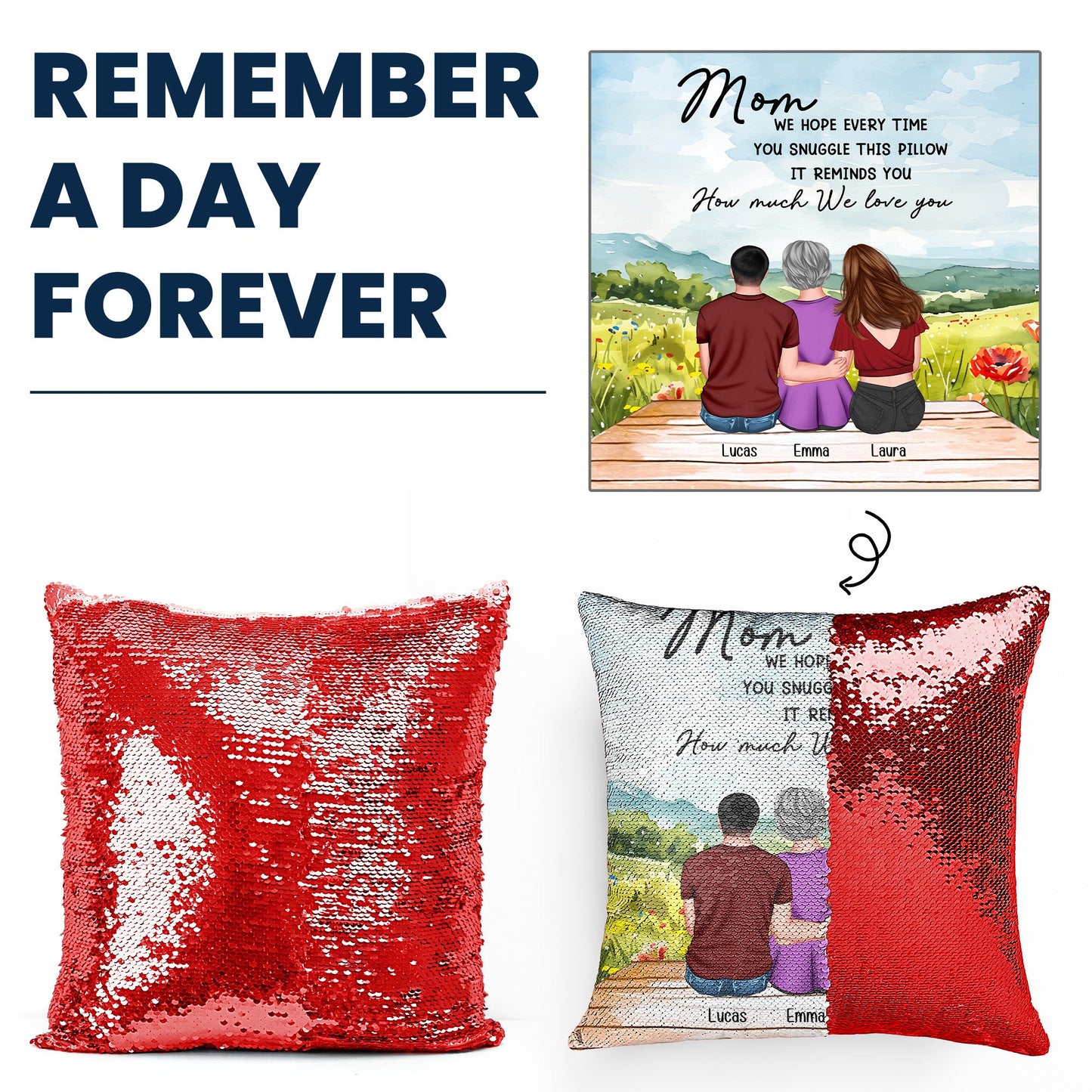 Every Time You Snuggle This Pillow - Custom Sequin Pillow - Mother's Day Gift