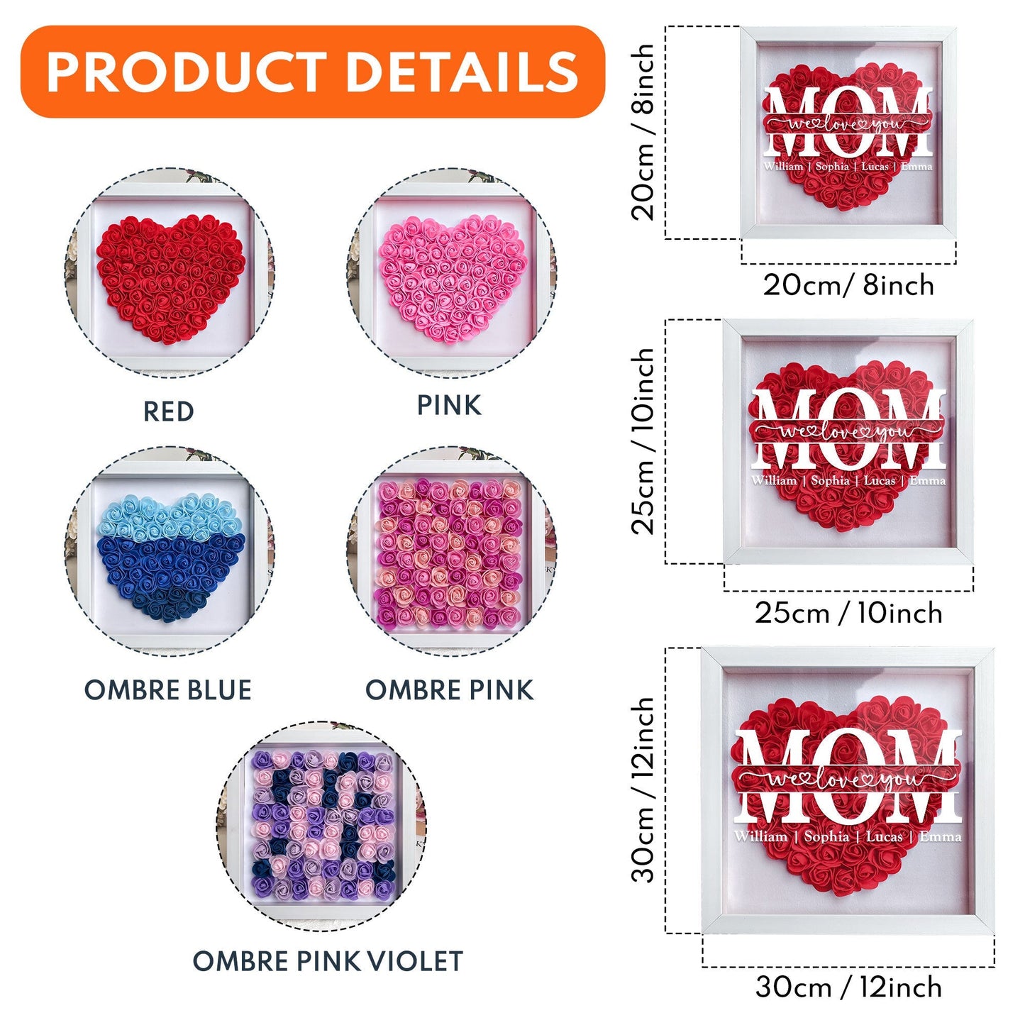 Mom Gift We Love You - Personalized Flower Shadow Box - furevermama