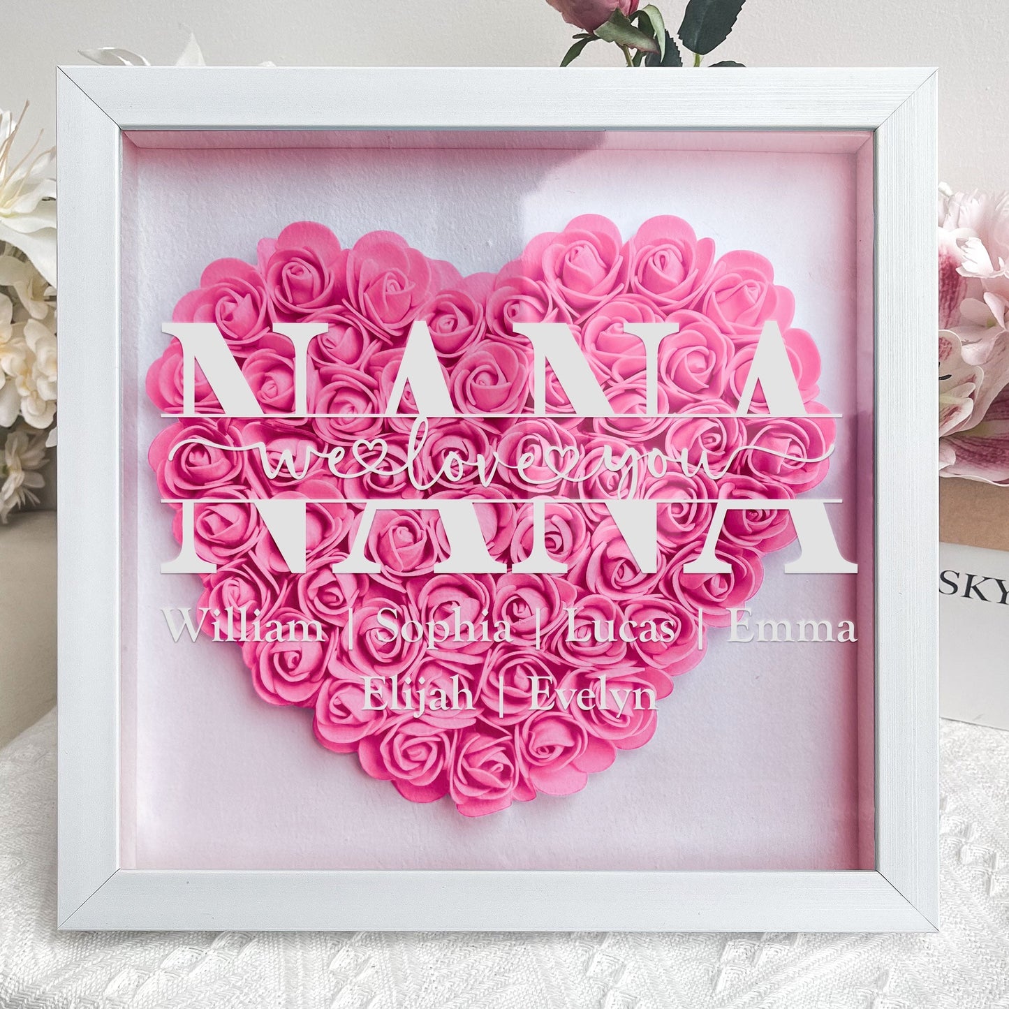 Mom Gift We Love You - Personalized Flower Shadow Box - furevermama
