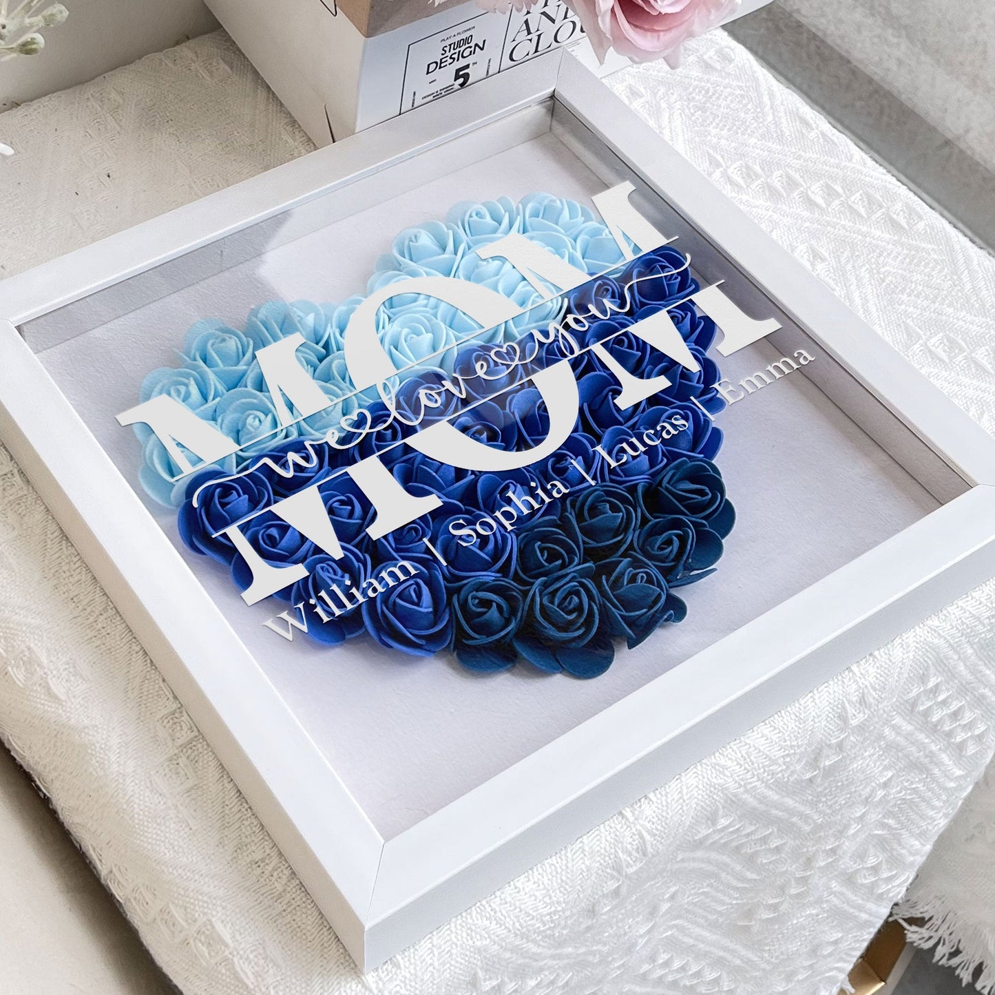 Mom Gift We Love You - Personalized Flower Shadow Box - furevermama